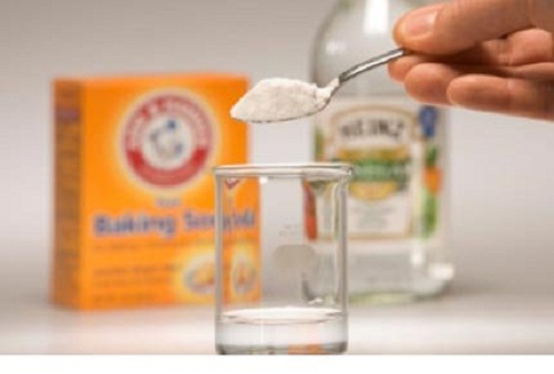 Een lepel met baking soda
