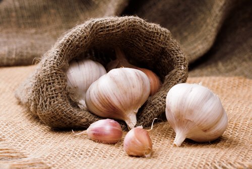 Knoflook in zak