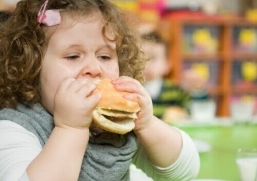 Kind met hamburger