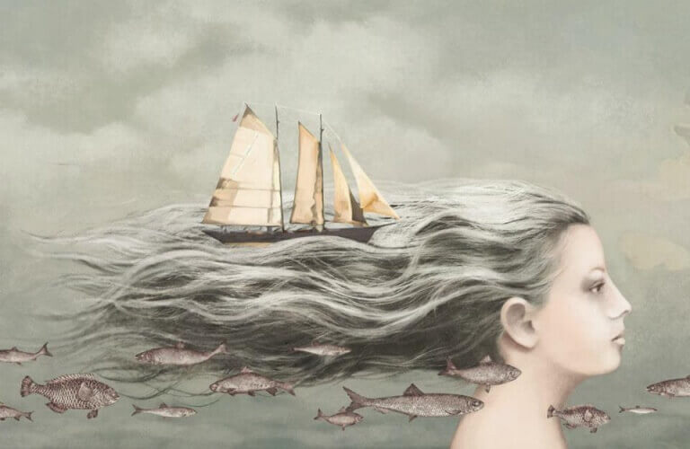 Boot in een zee van haar