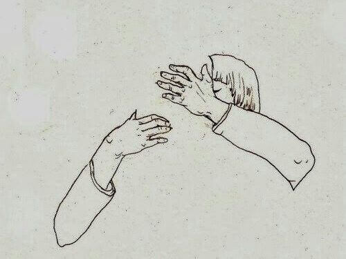 tekening knuffelende mensen