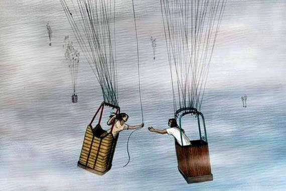 Mensen in een luchtballon