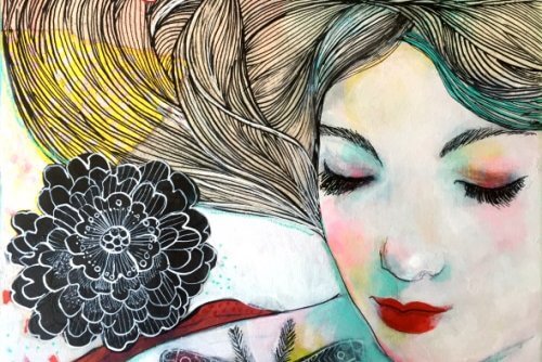 Een vrouw met een bloem