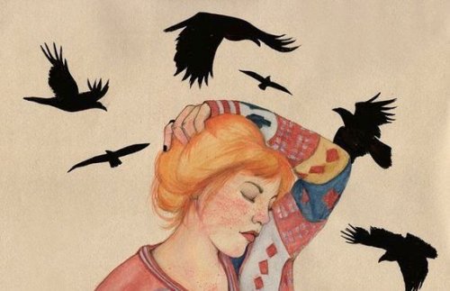 Een vrouw met vogels