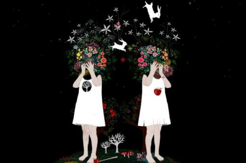 meisjes in een storm