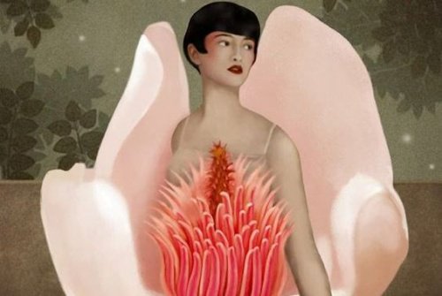 Vrouw met Bloemblaadjes