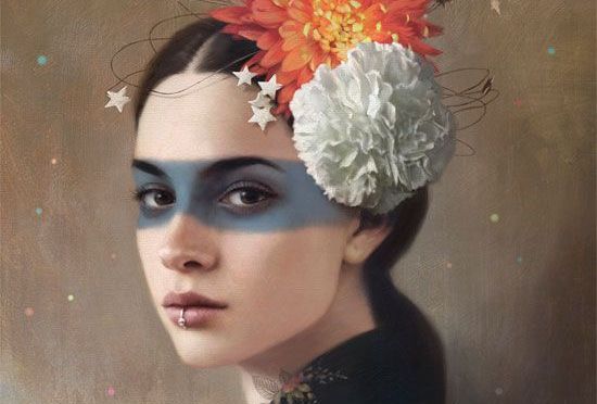 Vrouw met Bloemen in het Haar