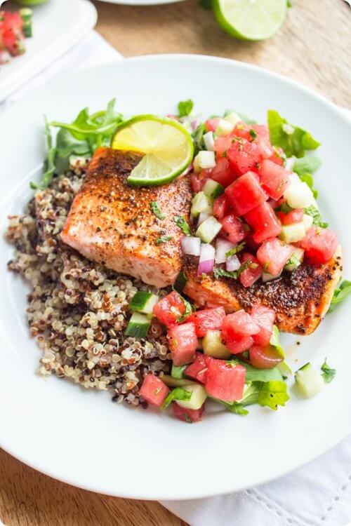 zorg voor je spieren met zalm en watermeloen