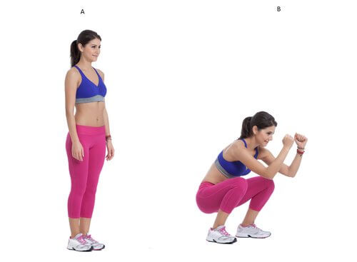 Benen te trainen met rebound squats