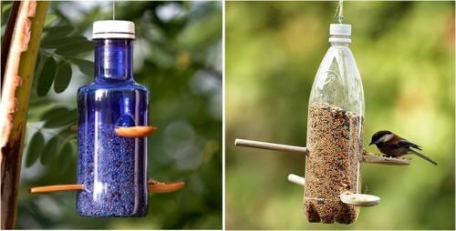 Fles recyclen tot voerbakje