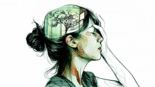 Vrouw Met Haar Hand Tegen Haar Hoofd