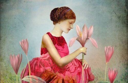 Een meisje met bloemen