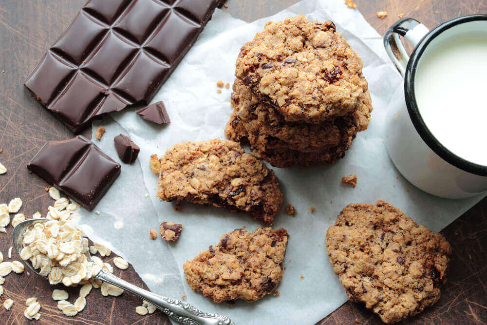 Havermoutkoekjes met stukjes chocola