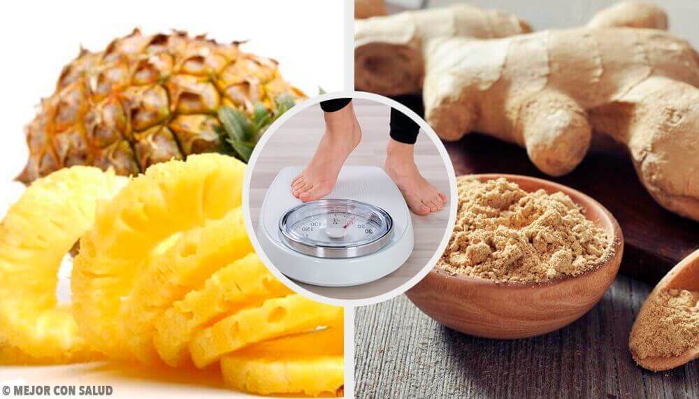 Smoothie met ananas en gember om gewicht te verliezen