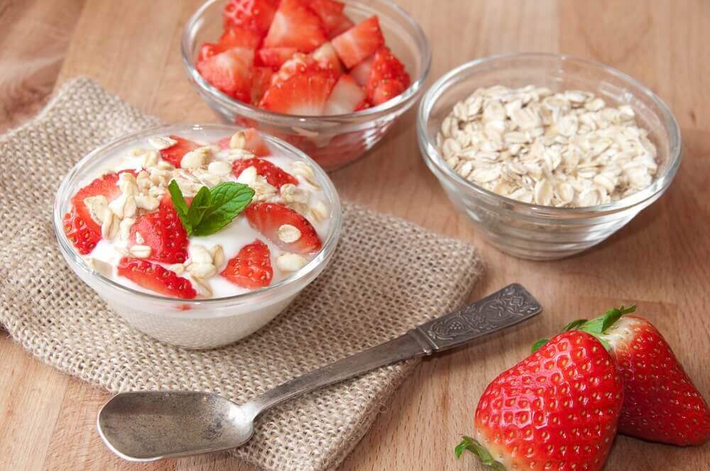 Havermout met aardbeien