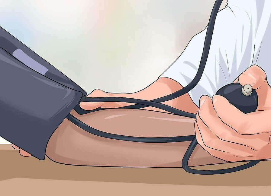 Tekening van het opmeten van de bloeddruk