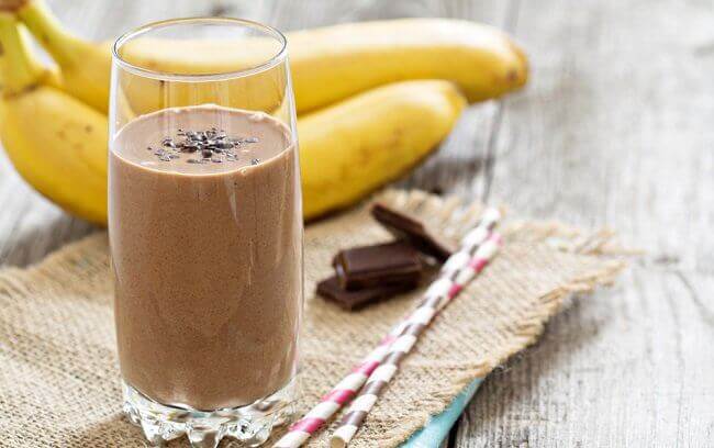 Smoothie met chocolade en banaan