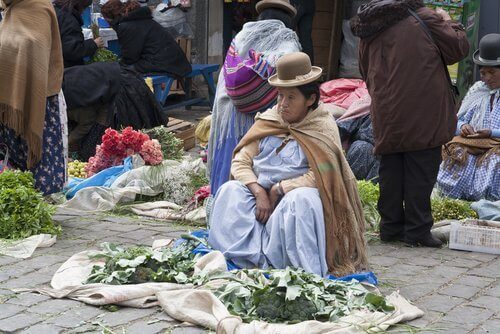 Cocabladeren op de markt