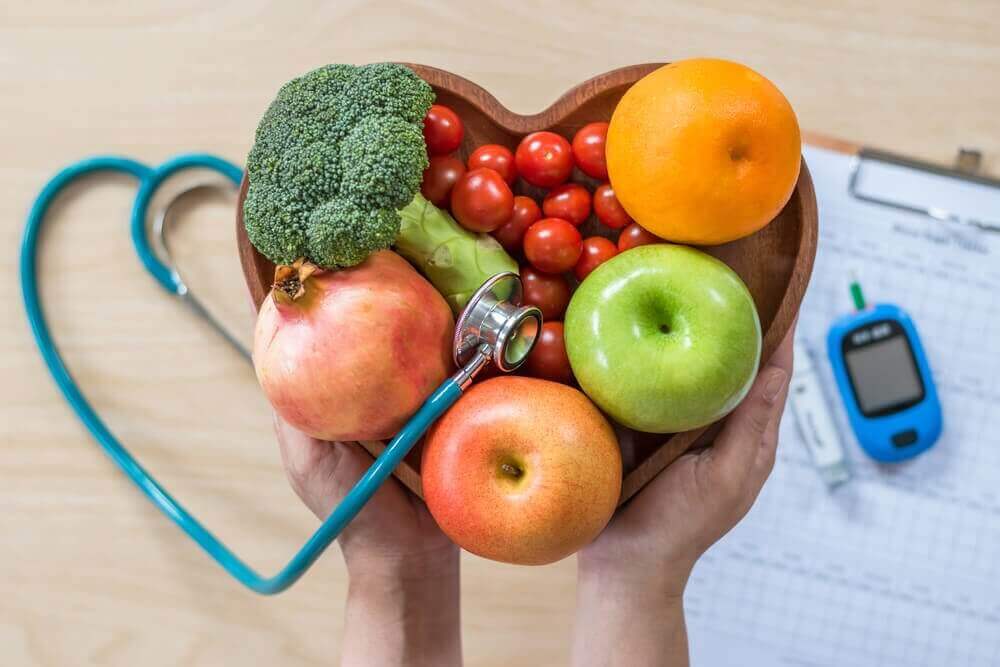 Fruit, groente en stethoscoop