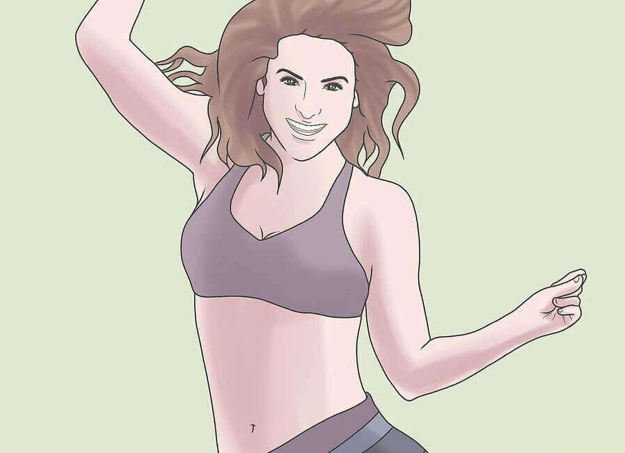 Getekende vrouw in sportkleding