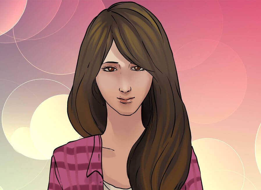 Tekening vrouw met lang haar