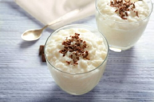 Een veganistische rijstpudding