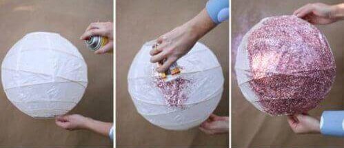 Lamp van papier en glitter