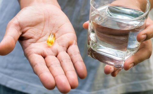 Een teunisbloemcapsule op een handpalm