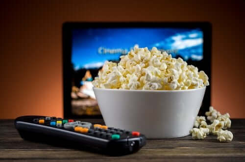 Popcorn en afstandsbediening