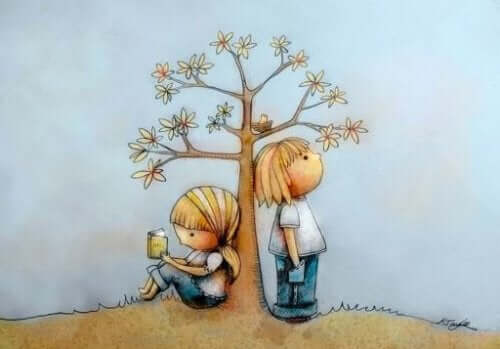 Een kind leest het andere kind niet