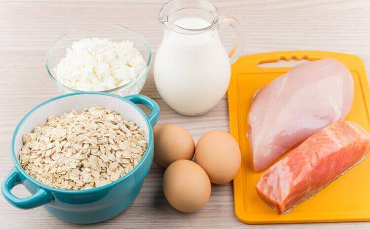 Verschillende producten met eiwitten