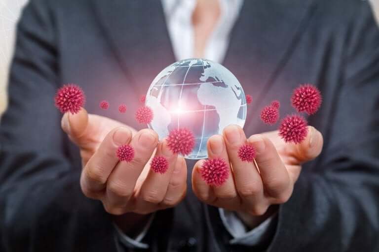 Virus en wereldbol