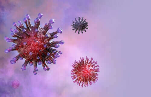 Close-up van een virus deeltje