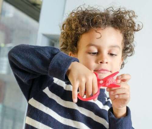 Jongen met een kinderschaar