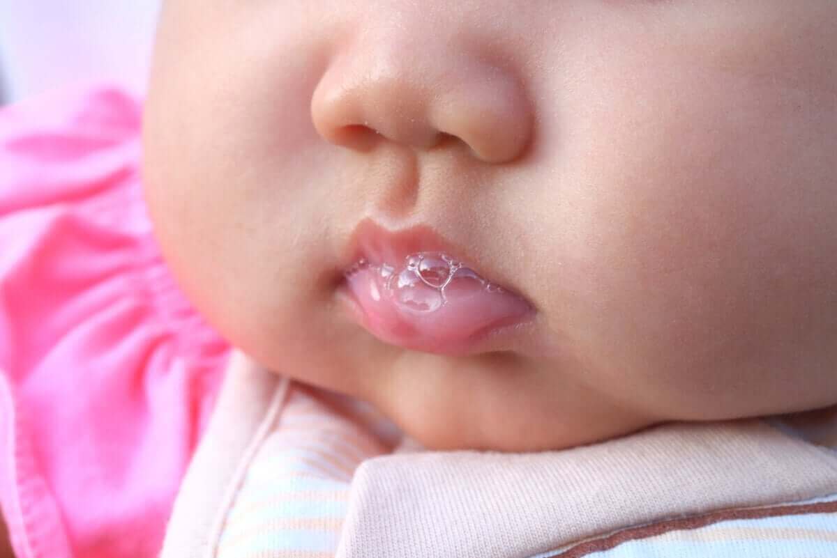Kwijlende baby