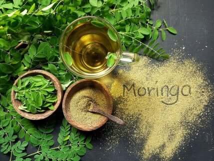 Moringathee in een kopje