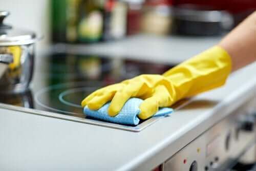 Handschoen en schoonmaakdoekje