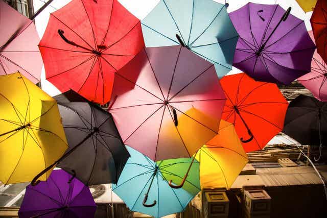 Paraplu's in verschillende kleuren